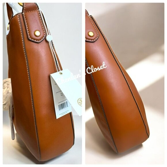 Tory Burch Metal Miller Slouchy Hobo With Long Strap Brown With Gold Hardware - Picture 8 of 16